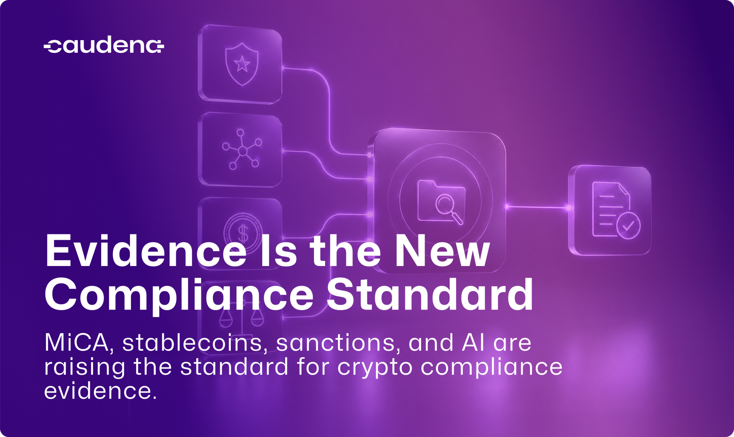 Blockchain compliance dashboard showing transaction graphs, audit trails, case evidence, and regulatory control layers for evidence-based crypto compliance.